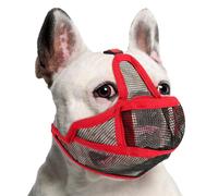 Coppthinktu Short Snout Dog Muzzle, Breathable Mesh French Bulldog Muzzle Full Pant Muzzles for Pitbull, Soft Flat Face Dog Muzzles for Shih Tzu Pug Prevent Biting Allow Pant & Drink (Red XXS)