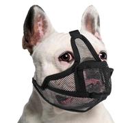 Coppthinktu Short Snout Dog Muzzle, Breathable Mesh French Bulldog Muzzle Full Pant Muzzles for Pitbull, Soft Flat Face Dog Muzzles for Pug Prevent Biting Allow Pant & Drink (Black XXS)