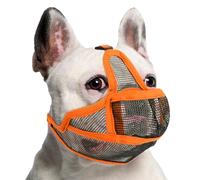 Coppthinktu Short Snout Dog Muzzle, Breathable Mesh French Bulldog Muzzle Full Pant Muzzles for Pitbull, Soft Flat Face Dog Muzzles for Shih Tzu Pug Prevent Biting Allow Pant & Drink (Orange XXS)