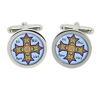 Coptic Cross Christian Cufflinks in Chrome Box