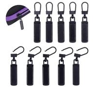 Coptiner 10 PCS Spare Zipper Pull Zip Repair Kit Zipper Head Black Zipper Pull Replacement Zipper Tags Non-Slip Zipper Sliders Removable Metal Zipper Pull Tabs Zipper Handle for Backpacks, Jackets