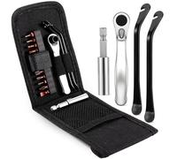 Coptiner 14 Pcs 1/4 Inch Mini Ratchet Wrench Set,72 Teeth,12 Bits,Bicycle Repair Kit,Tyre Lever,Magnetic Extension,Portable Tool for Travel Home Car Mechanic
