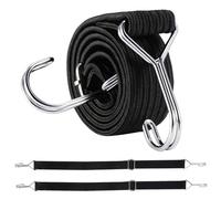Coptiner 2 PCS Adjustable Bungee Cords with Hooks Heavy Duty Rubber Elastic Straps Long Flat Bungee Hooks Cords for Bike Luggage Rack Tarp Camping Tent Car Roof Rack Fixings