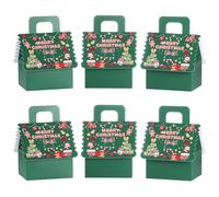 Coptiner 20PCS Christmas Party Gift Boxes - House Shaped Bags With Handle for Packaging and Decor - DIY Xmax Party Favor Bags for Gifts, Goodie Paper Box, Candy (Green)