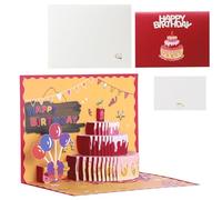 Coptiner Birthday Greeting Card, 3D Pop-Up Greeting Card with Envelope & Samll Card, Birthday Cards for Women Men, Birthday Gifts for Friend Kids Mum & Dad, 3 pices, 200mm*150mm (Balloon, Cake)