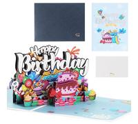 Coptiner Birthday Greeting Card, 3D Pop-Up Greeting Card with Envelope & Samll Card, Birthday Cards for Women Men, Birthday Gifts for Friend Kids Mum & Dad, 3 pices, 200mm*150mm (Panda)