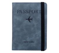 Coptiner Passport Holder Cover with RFID Blocking PU Leather Passport Holder Passport Cover Protector Travel Wallet Case with Card Slot & Strap Cover for Men&Women Credit Cards Ticket Card (Blue)