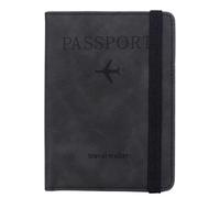 Coptiner Passport Holder Cover with RFID Blocking PU Leather Passport Holder Passport Cover Protector Travel Wallet Case with Card Slot & Strap Cover for Men&Women Credit Cards Ticket Card (Black)