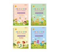 Copybook For Kids, 4Pcs Reusable Copybook For Kids, Mag-ical Handwriting Workbooks, Handwriting Aid Magic Pen Reusable Copybook Grooves Template Design