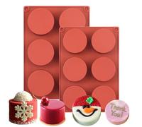 Copzievkae 2 Pack Cake Puck Mold Set Round Chocolate Cookie Molds, 2.2 inch Oreo Molds Silicone, 6 Cavity Cylinder Chocolate Silicone Molds for Oreo Chocolate Covered Cookie, Candy, Jello, Cake