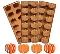 Copzievkae 3PCS Falls Silicone Molds Pumpkin Chocolate Mold Pumpkin Candy Mold,12 Cavity Thanksgiving Silicone Molds Autumn Candy Mold for DIY Cake Decoration Wax Soap, Nude Color