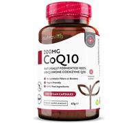 CoQ10 200mg - 120 Vegan Capsules of High Strength Co Enzyme Q10 (4 Months Supply) - 100% Pure and Naturally Fermented Ubiquinone Coenzyme - No Synthetic Additives - Made in The UK by Nutravita