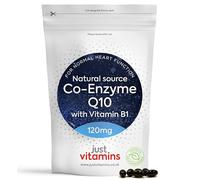 CoQ10 Supplement 120mg + Vitamin B1 | 90 Softegel Capsules | Heart Health & Powerful Antioxidant | Naturally Fermented CoEnzyme Q10 | UK Made - Just Vitamins