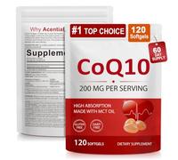 CoQ10 Supplement 200mg with MCT Oil, 120 Softgels | High Absorption, Coconut MCT Oil, Ubiquinone, Heart & Cellular Energy, Antioxidant, Gluten Free, Non-GMO