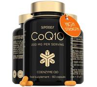 CoQ10 Supplement - Coenzyme Q10 High Strength 200mg - 60 Capsules - Vegan Naturally Fermented Ubiquinone - Co Enzyme CQ10 High Absorption - UK Made