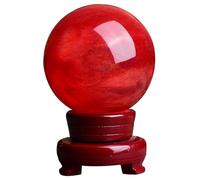 COQFBHJBRH Crystal Ball Sculpture Home Decoration Fengshui Balls with Wooden Stand,red ball-20cm