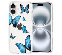 Coqinen Mobile Phone Case iPhone 16 Case, Soft TPU Transparent Case with Butterflies Aesthetic Pattern, Never Yellowing, Shockproof, Scratch-Resistant, Thin Protective Case, Transparent