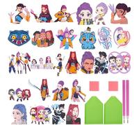 COQOYO Huntrix Diamond Painting Children's Sticker Set, 27 Pieces Demon-Hunters 5D Diamond Painting Pictures, Anime Mini Diamond Stickers, Small DIY Mosaic Craft Kit for Girls, Teenagers, Adults