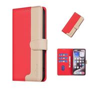 COQUE Case for Oppo Reno15 Phone Case With RFID Blocking Protection, Dual-Tone Lychee Pattern, And Wallet With 3 Card Slots-Red