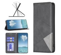 COQUE Case for Tecno Spark 40 Pro Plus Phone Case, Dark Magnetic Diamond Pattern With Card Slot Wallet, Tecno Spark 40 Pro Plus Protective Case-Black