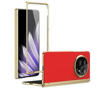 COQUE Case for the Oppo Find N5, with [Screen Protector][Hinge Cover][Slim Design] Electroplated Frosted Folding Cases for Oppo Find N5-Red