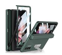 COQUE Case Galaxy Z Fold 3 Cover,Shell-Membrane Integrated Hinge All-inclusive Phone Case with Hidden Pen Slot,Folding Phone Cover for Samsung Galaxy Z Fold 3 5G-Green