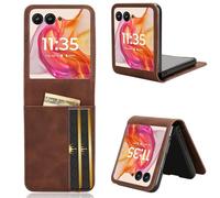 COQUE Case Motorola Razr 50 Ultra Shell,Side Magnetic Multi-Slot Business Card Holder Wallet Case,Flip Phone Cover for Motorola Razr 50 Ultra-Brown