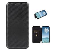 COQUE Case Realme GT6 Phone case, Leather Flip Wallet Case with Card Slot, Carbon Fiber Leather TPU Case for Realme GT6-Black