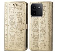 COQUE Cat Dog Pattern Wallet Case for Vivo iQOO 15T-Gold