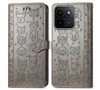 COQUE Cat Dog Pattern Wallet Case for Vivo iQOO 15T-Gray