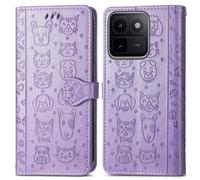 COQUE Cat Dog Pattern Wallet Case for Vivo iQOO 15T-Purple
