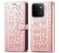 COQUE Cat Dog Pattern Wallet Case for Vivo iQOO 15T-Rose Gold