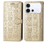 COQUE Cat Dog Pattern Wallet Case for Vivo S60-Gold
