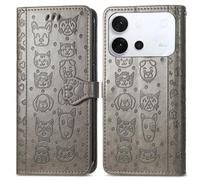 COQUE Cat Dog Pattern Wallet Case for Vivo S60-Gray