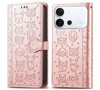 COQUE Cat Dog Pattern Wallet Case for Vivo S60-Rose Gold