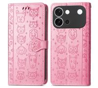 COQUE Cat Dog Pattern Wallet Case for Vivo S60e-Pink