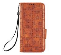 COQUE For BlackBerry Key 2 phone case triangle pattern multi-card slot wallet design-Brown