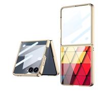 COQUE Galaxy Flip7 Case,Ultra Slim 9H Glass Shiny Painted Mobile Phone Shell,Anti-scratch Folding Cover for Samsung Galaxy Z Flip 7-Lingge Red