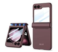COQUE Galaxy Z Flip 5 Case,Shell Protective Film Integrated Hinged Folding All-inclusive Shell,Folding Phone Cover for Samsung Galaxy Z Flip 5 5G-Wine Red