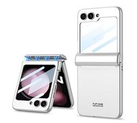 COQUE Galaxy Z Flip 5 Case,Shell Protective Film Integrated Hinged Folding All-inclusive Shell,Folding Phone Cover for Samsung Galaxy Z Flip 5 5G-Silver