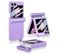 COQUE Galaxy Z Flip 6 Case with Pen and Slot,Shell Protective Film Integrated Hinged Folding All-inclusive Shell,Folding Phone Cover for Samsung Galaxy Z Flip 6 5G-Purple