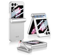 COQUE Galaxy Z Flip 6 Case with Pen and Slot,Shell Protective Film Integrated Hinged Folding All-inclusive Shell,Folding Phone Cover for Samsung Galaxy Z Flip 6 5G-Silver