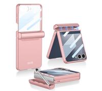 COQUE Galaxy Z Flip 7 Case with Pen and Slot,Shell Protective Film Integrated Hinged Folding All-inclusive Shell,Folding Phone Cover for Samsung Galaxy Z Flip 7 5G-Pink