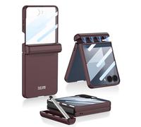COQUE Galaxy Z Flip 7 Case with Pen and Slot,Shell Protective Film Integrated Hinged Folding All-inclusive Shell,Folding Phone Cover for Samsung Galaxy Z Flip 7 5G-Burgundy