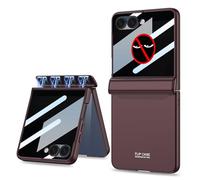 COQUE Galaxy Z Flip 7 Case with Privacy Film,Shell Protective Film Integrated Hinged Folding All-inclusive Shell,Folding Phone Cover for Samsung Galaxy Z Flip 7 5G-Burgundy