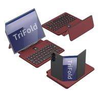 COQUE Galaxy Z TriFold Mobile Office Keyboard Kit,Full Leather Keyboard/Touch Pen/Wireless Mouse,Kit Case for Folding Phone Samsung Galaxy Z TriFold-Red
