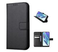 COQUE Magnetic Woven Texture Card Slot Wallet Case for TCL K70 SE 4G, Flip Cover Case for TCL K70 SE 4G-Black