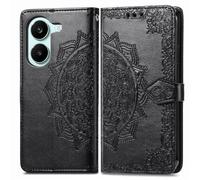 COQUE Mandala Leather Wallet Case for Honor Play 80 Plus-Black