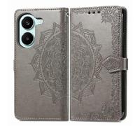 COQUE Mandala Leather Wallet Case for Honor Play 80 Plus-Gray