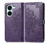 COQUE Mandala Leather Wallet Case for Honor Play 80 Plus-Purple